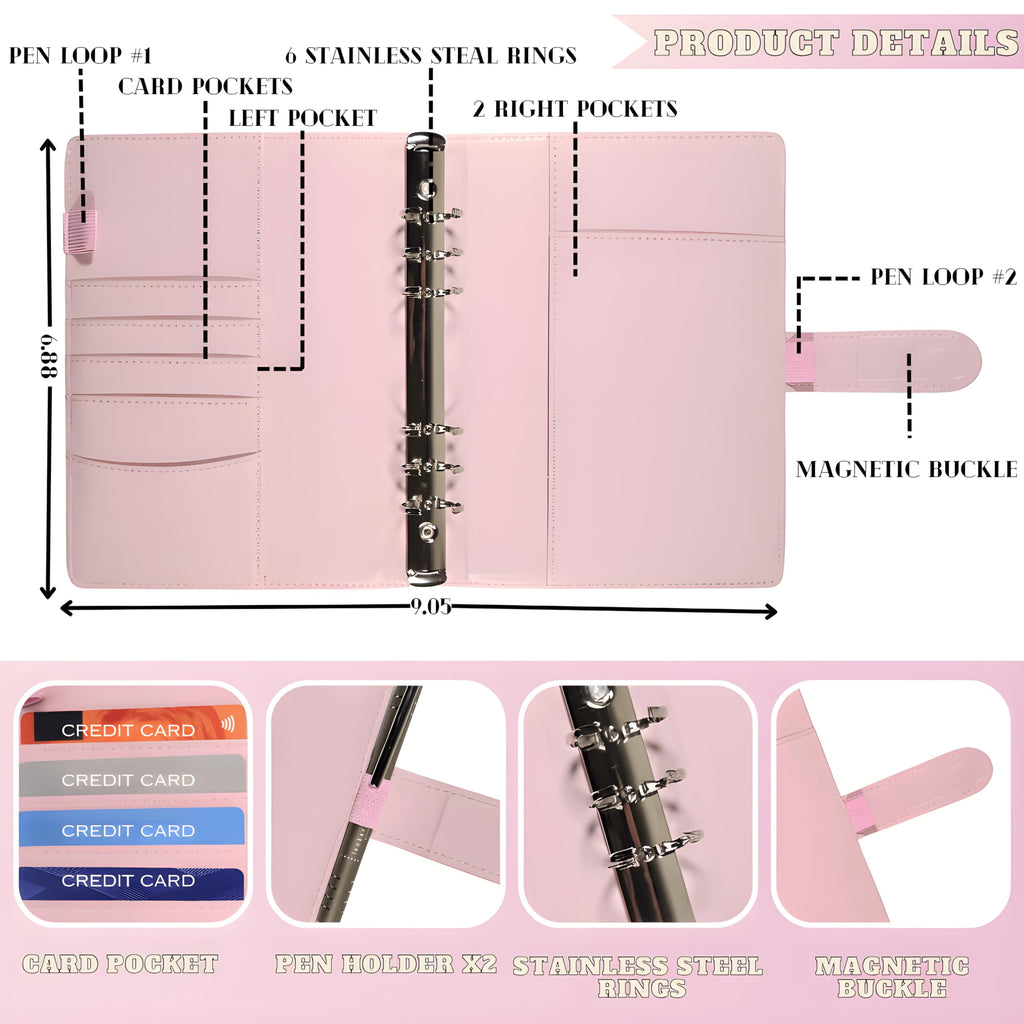 Gjaraj A5 Money Saving Challenge Binder, Shining Silver Printing - Image 5