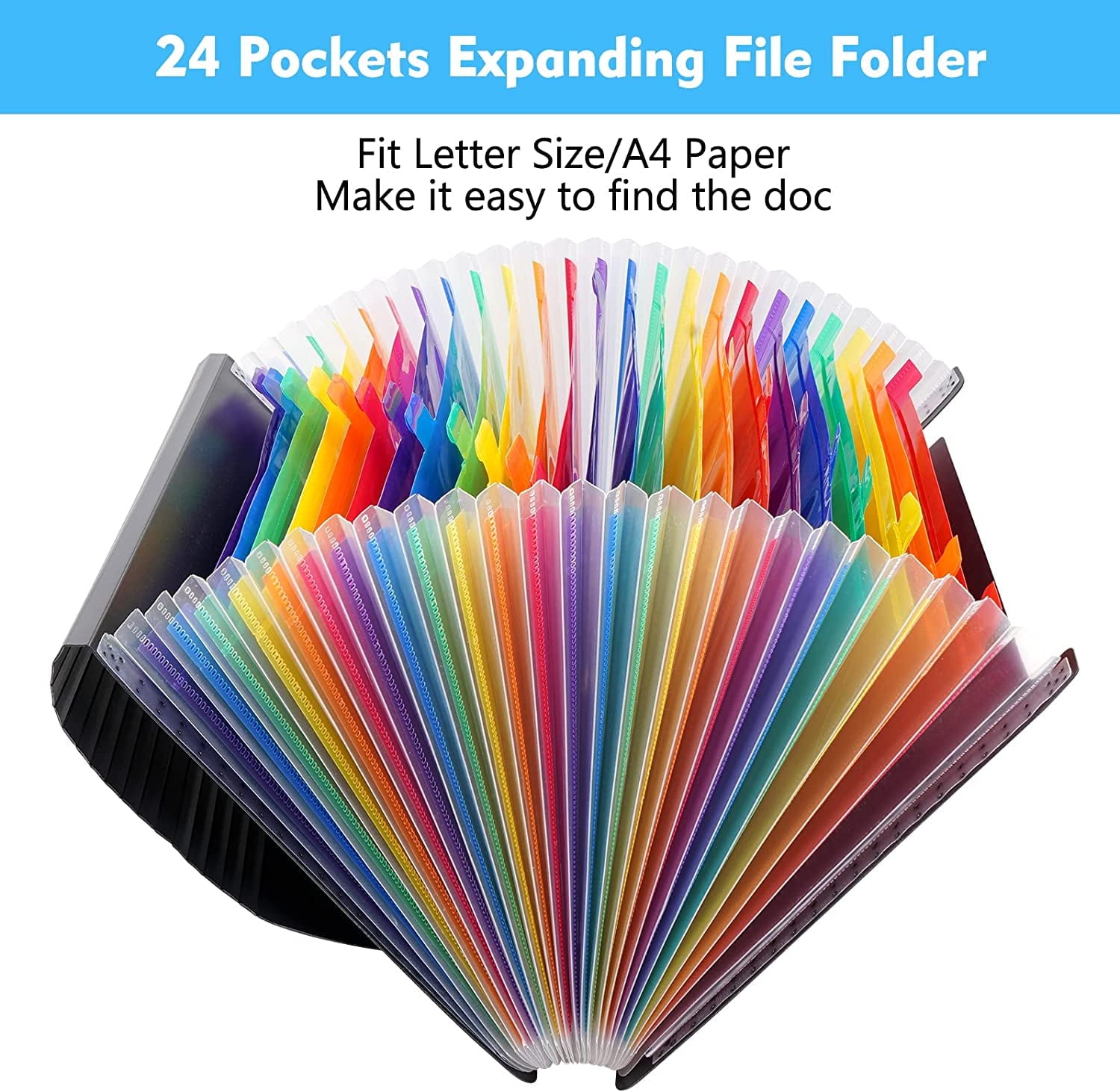 24 Pockets Accordion File Organizer, Freestanding File Paper Folder for Office School Business Supplies - Image 6