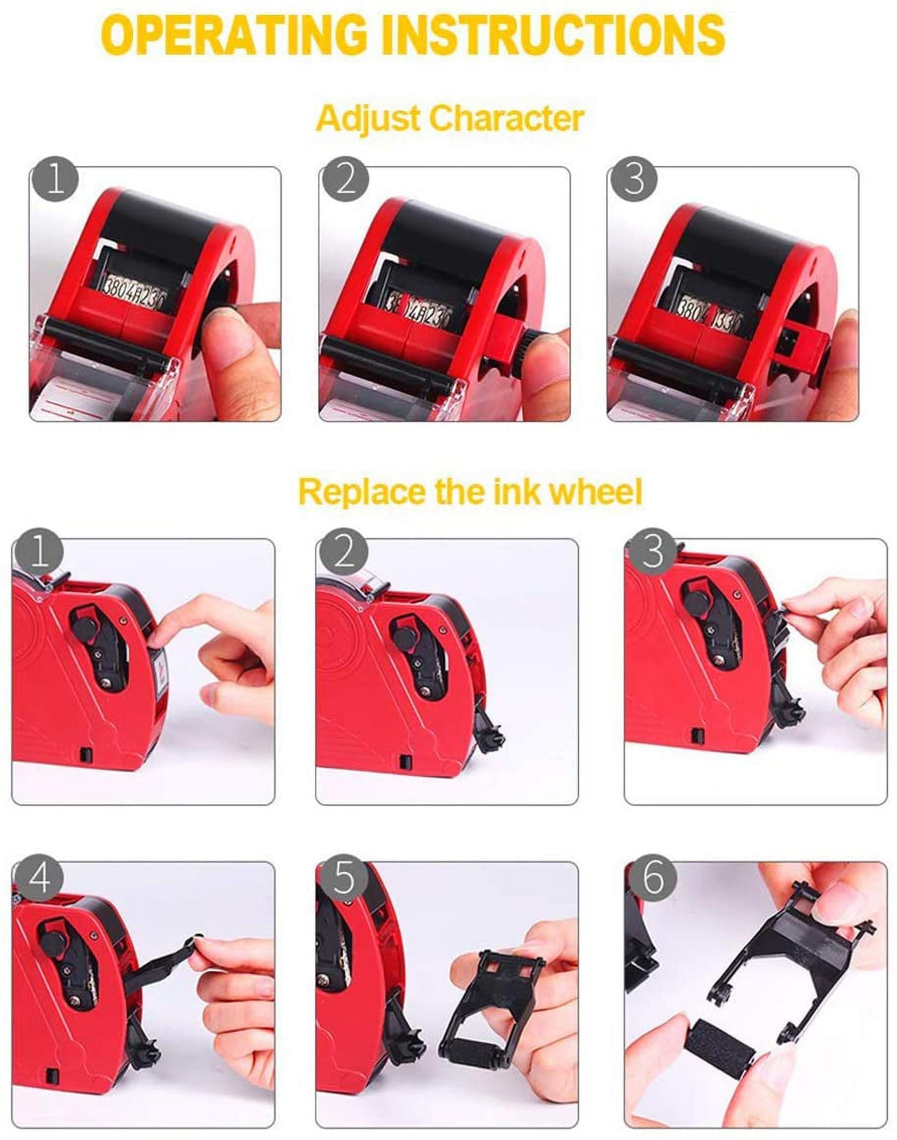 8 Price Tag Gun with 5000 Sticker Labels and 3 Ink Refill, Label Maker Pricing Gun Kit Numerical Tag Gun (Red ) - Image 3