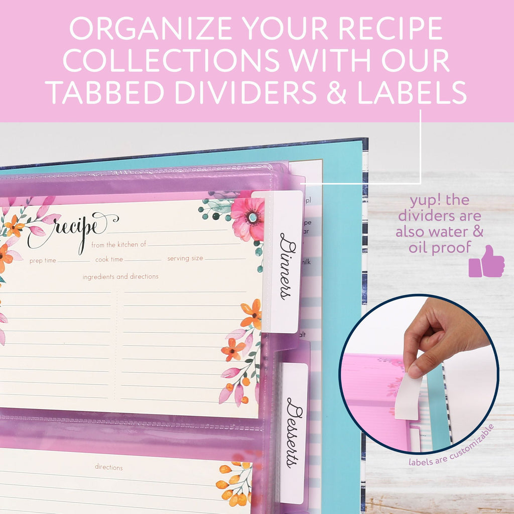 Recipe Binder, 3-Ring Recipe Binder, Kitchen Recipe Cards Binder Organizer Set, 8.5" x 10" - Image 6