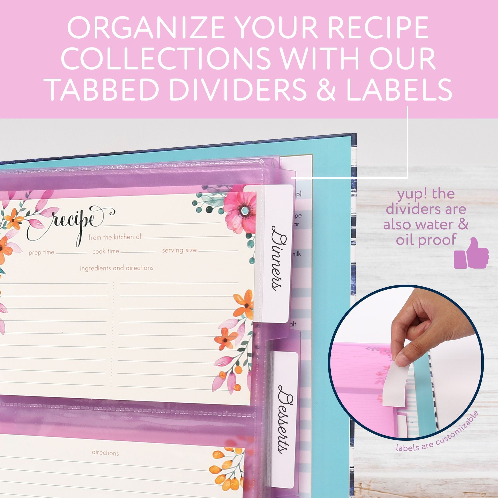 Recipe Binder, 3-Ring Recipe Binder, Kitchen Recipe Cards Binder Organizer Set, 8.5" x 10" - Image 6