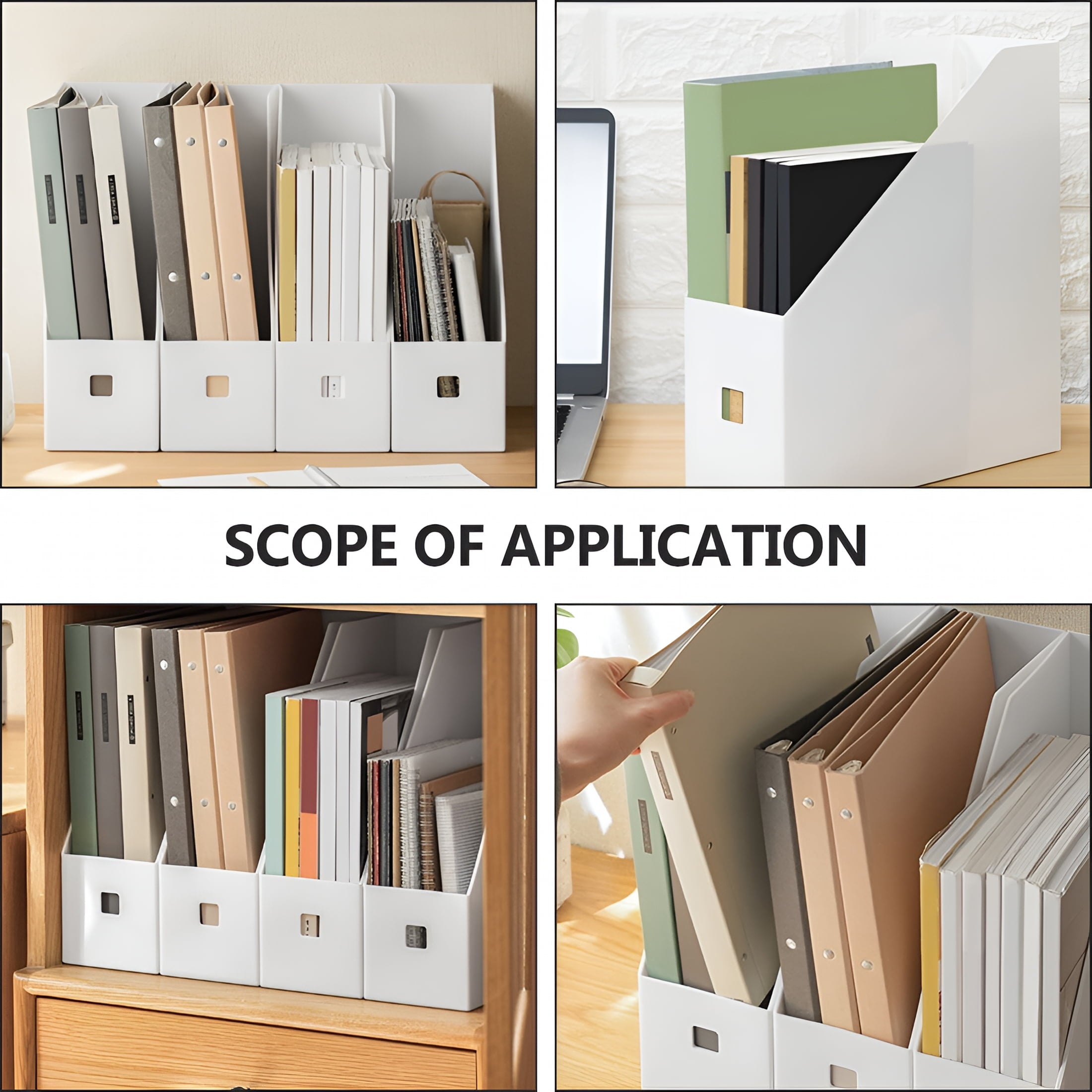 3Pcs File Document Box Book Storage Rack Plastic Files Books Holders Office Magazine Holder 1.61x9.43x3.54in - Image 5