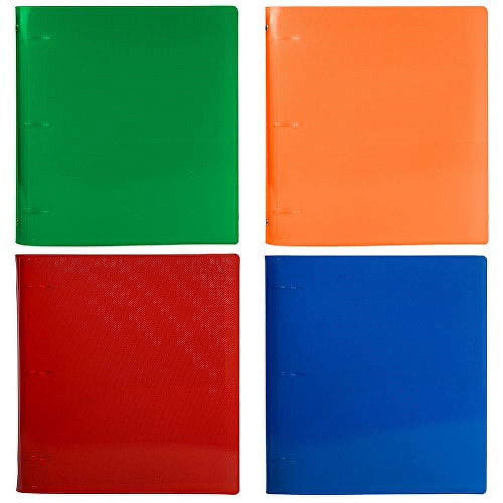 Plastic 1 1/2 in Binders, 3 Metal Rings, Assorted (Red, Blue, Green & Orange), 4/Pack - Image 2