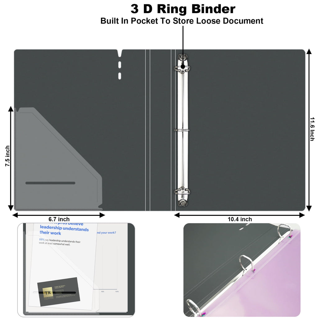 3 Ring Binder 1.2 inch, 4 Pack D Ring Binder, Assorted Colors, Large Capacity, Versatile Binders Fits 8.5'' x 11'' Le... - Image 3