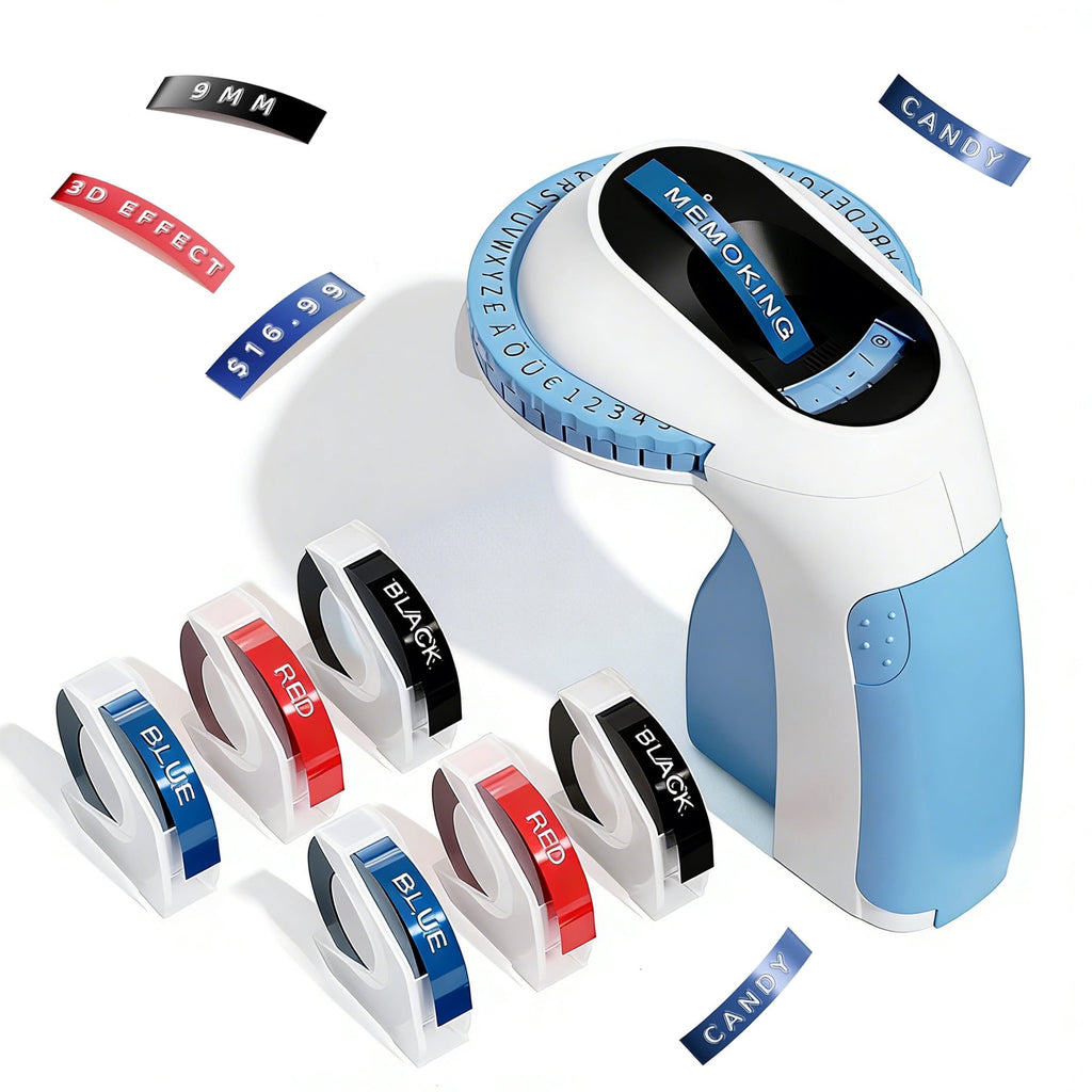 Embossing Label Maker, Manual Label Maker Printer with 6 Rolls Emboss Tapes, Handheld Label Printer for Organizing, Small Old School Label P