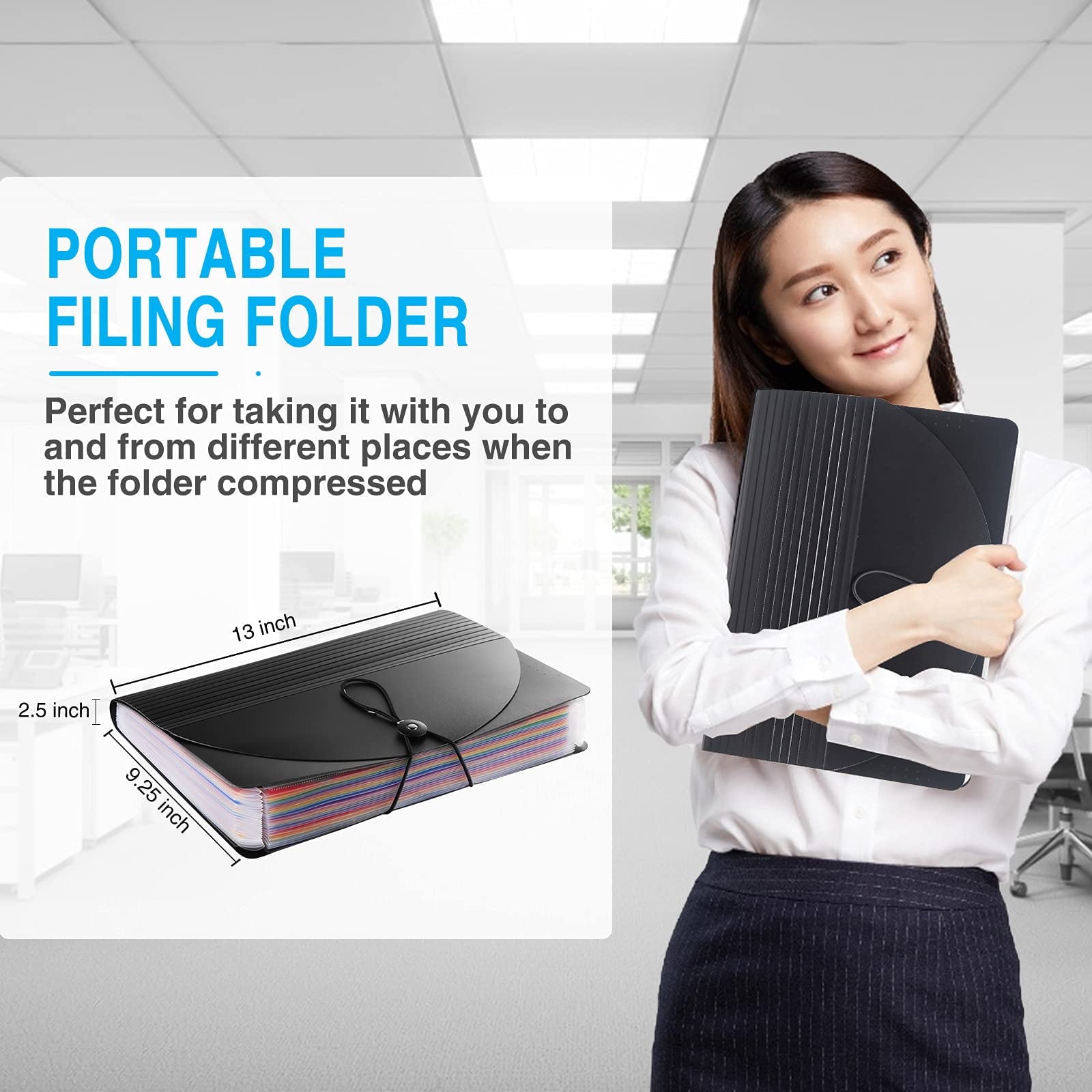 Accordion File Organizer 24 Pocket Retractable Folder with Lid Handheld A4 Letter Size File Box with High Capacity Pl... - Image 3
