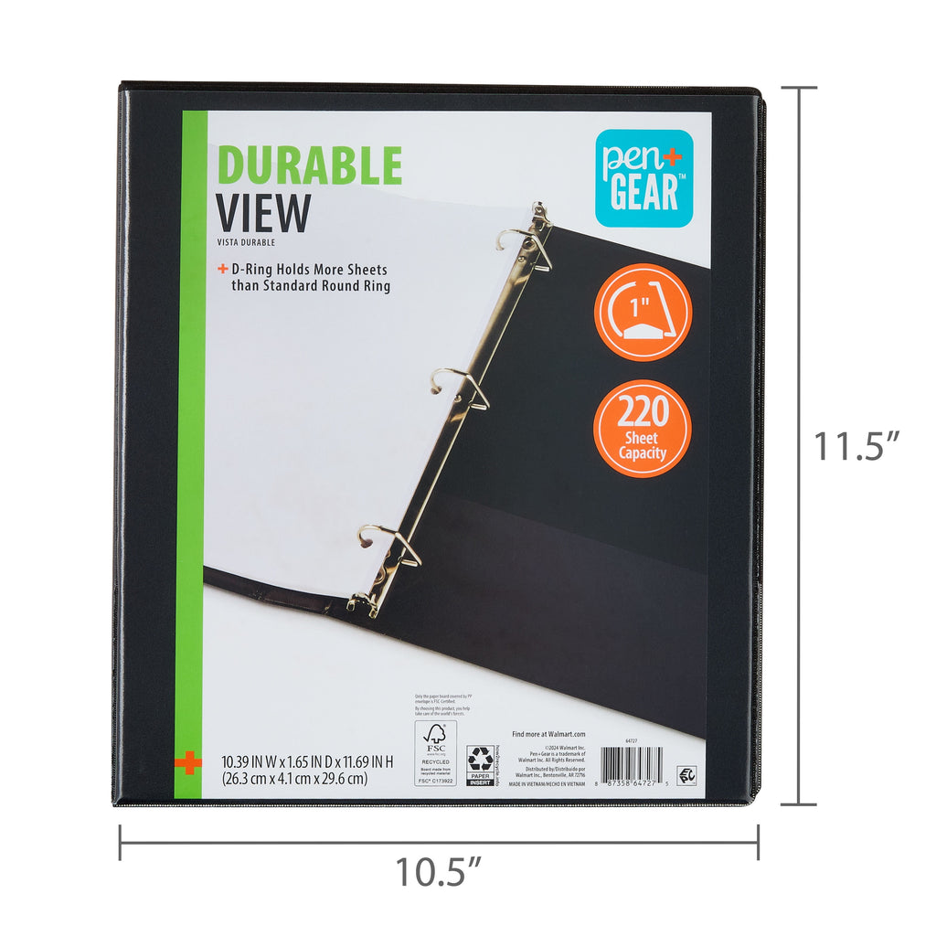 Durable View 1-inch D-Ring Binder, Black - Image 6