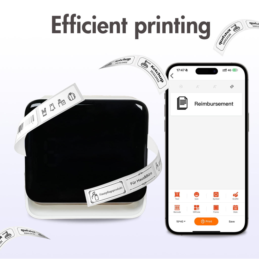 Bluetooth Label Maker Machine with Tape, Inkles Thermal Printer Without Ink and Toner for for Home, School, Office - Image 2