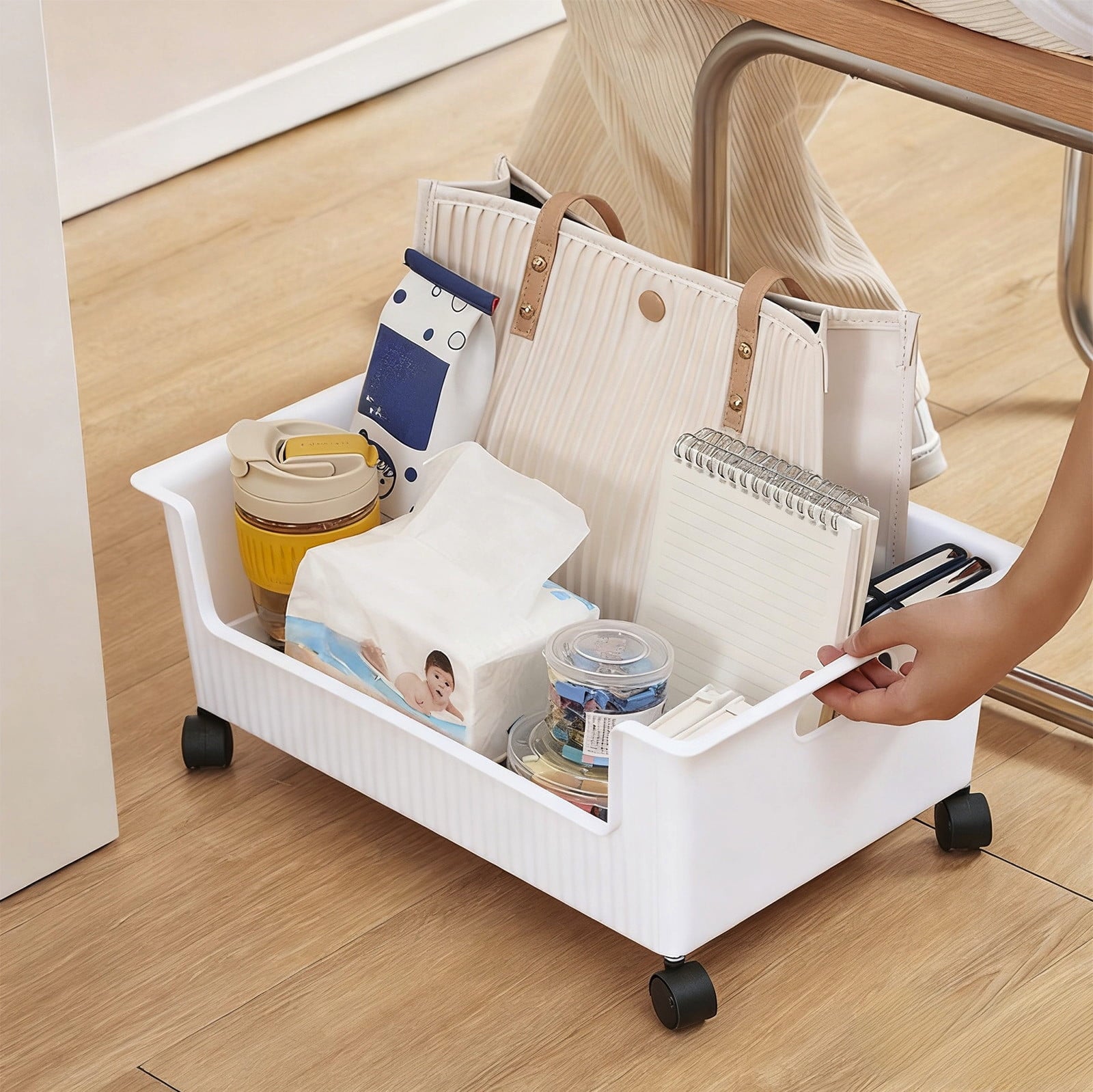 Under Desk Rolling Storage Cart with Wheels Mobile Organizer Bin for Books Toys Office Supplies Bedroom Closet Storag... - Image 2
