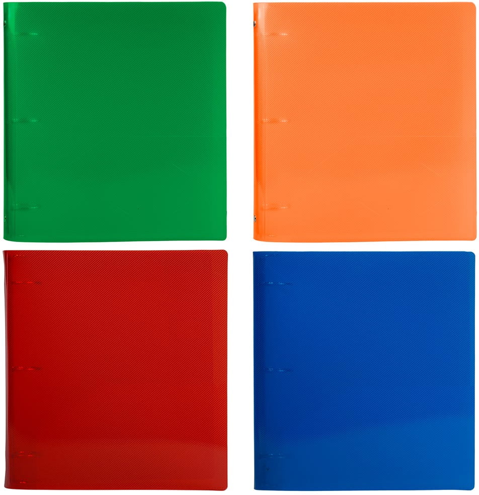 Plastic 1 1/2 in Binders, 3 Metal Rings, Assorted (Red, Blue, Green & Orange), 4/Pack - Image 5