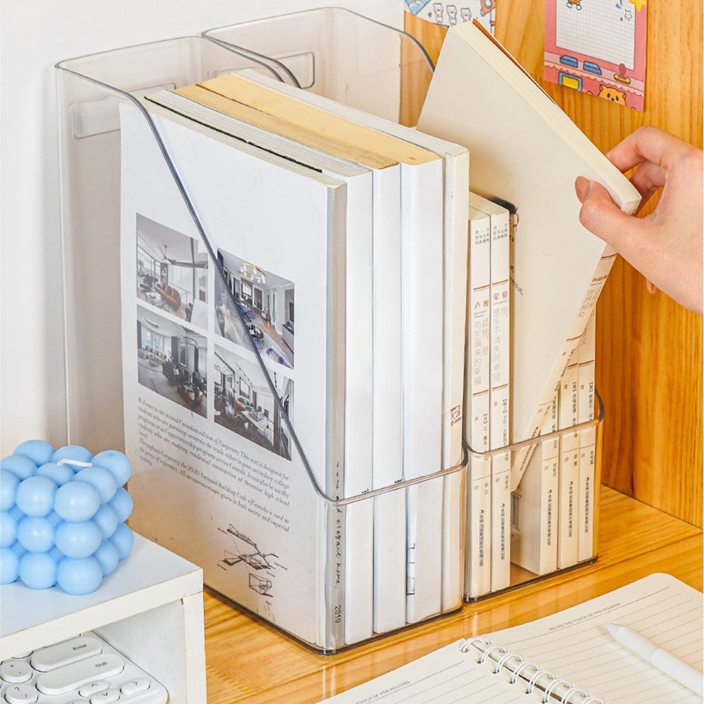 Desktop File Organizer Transparent Plastic Storage Box for Books, Folders, Mail and Office Supplies – Thickened PET, Large Capacity Desk Org - Image 4