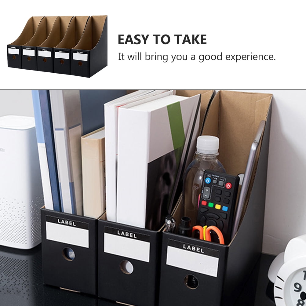 Set of 5 Office File Storage Holders, Magazine Organizers, and Document Storage Boxes for Desk and Workspace Organization - Image 4