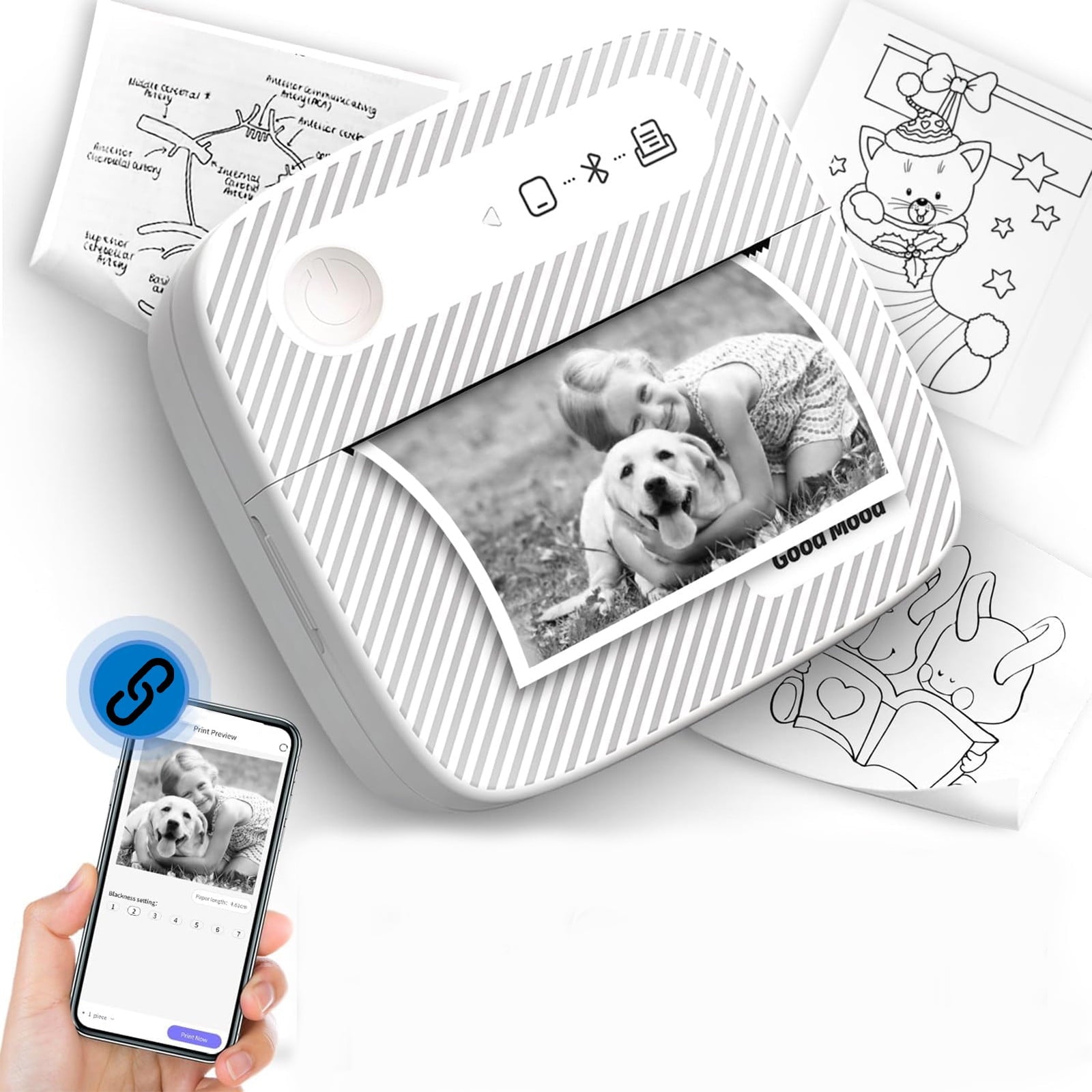 Qocolhg Label Maker Machine with Tape, Portable Bluetooth Mini Label Printer, Smart Phone Handheld Thermal Sticker Small Labeler Multiple Te - Image 4