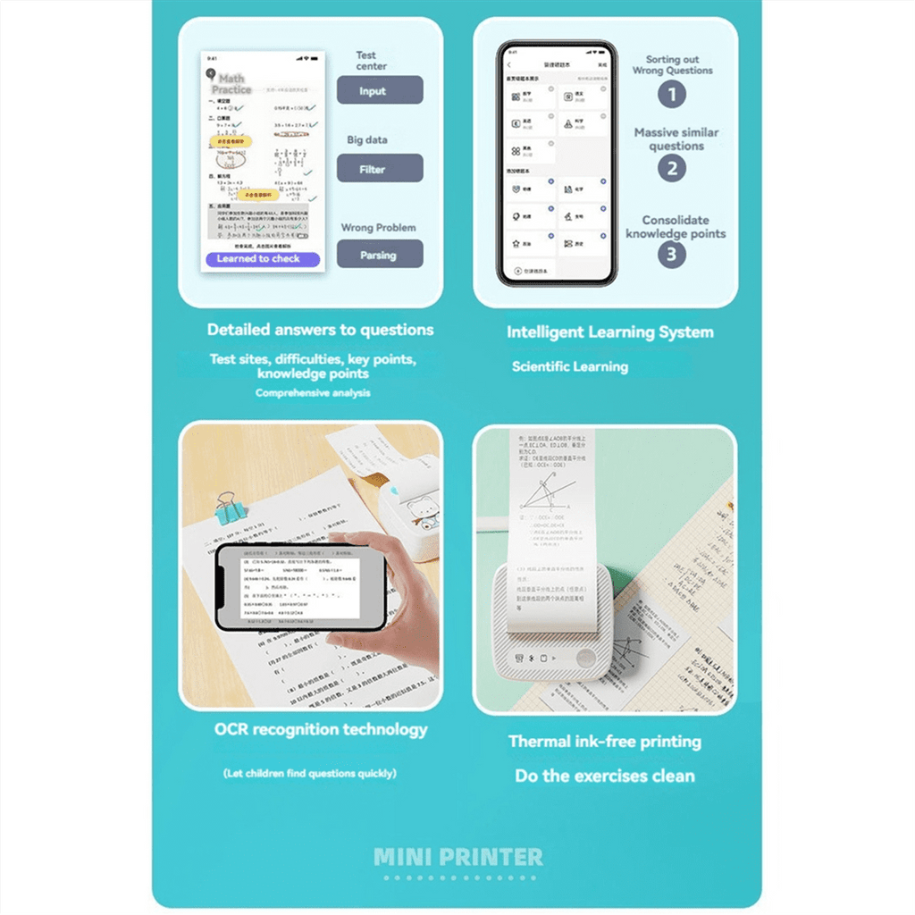 with Tape Portable Bluetooth Printer Inkless er for Home Kitchen School Office As Shown - Image 2