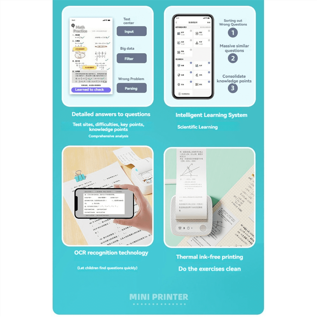with Tape Portable Bluetooth Printer Inkless er for Home Kitchen School Office As Shown - Image 2