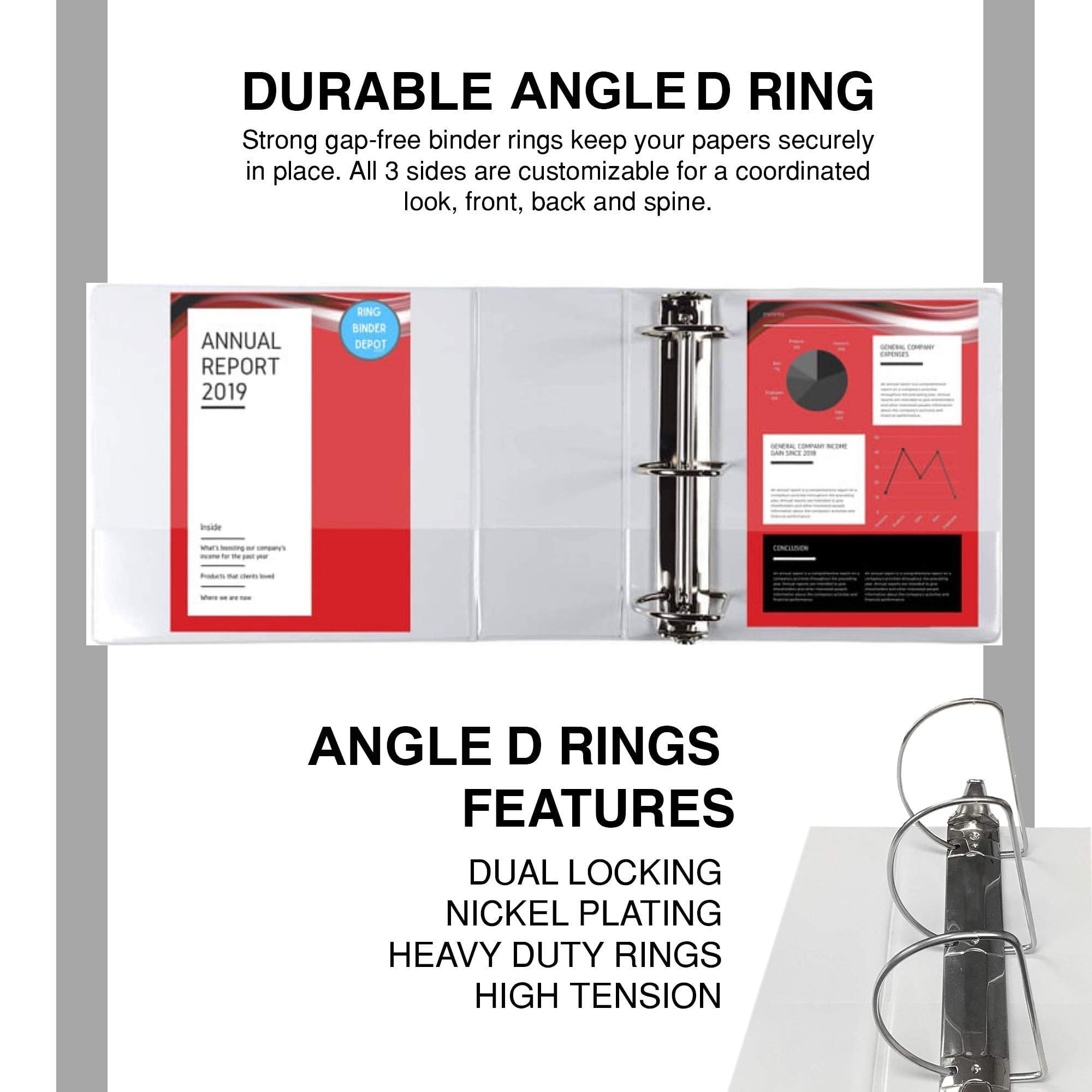 6-in White, 4-Pack, Heavy Duty Slant D-Rings,1100+ Sheet Capacity, Binder Locking, 3 Ring Binder, Clear View, Pockets (6.5 Inch Spine) - Image 6