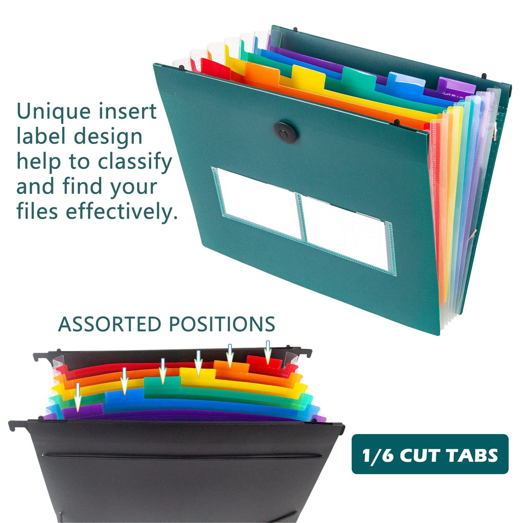 Letter Size 7 Pockets Accordian Organizer Expanding Folder for Filing Cabinet/Accordion Box Rainbow Plastic Document ... - Image 4