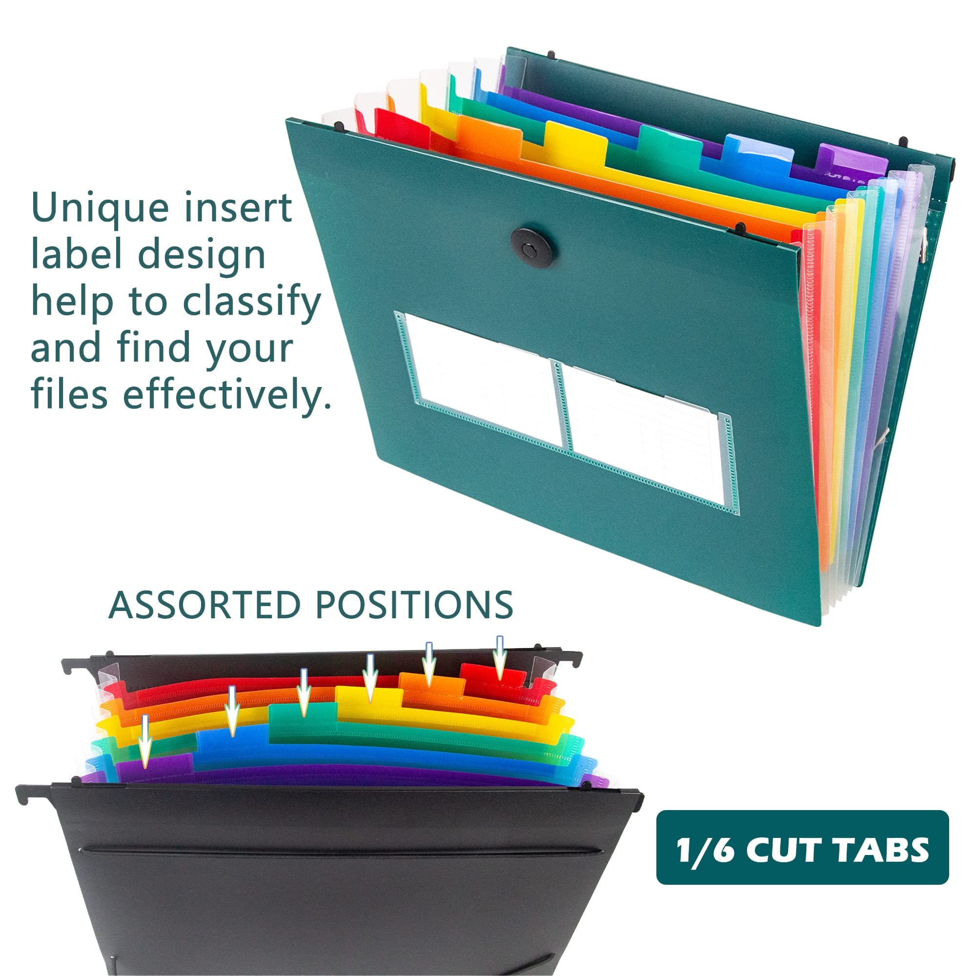 Letter Size 7 Pockets Accordian Organizer Expanding Folder for Filing Cabinet/Accordion Box Rainbow Plastic Document ... - Image 4