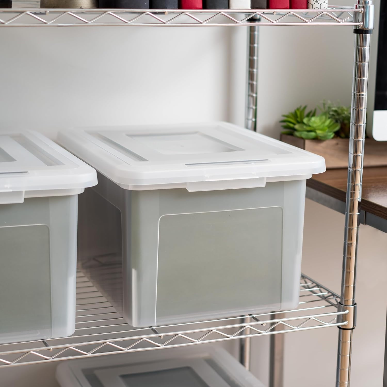 Plastic File Boxes With Lids for Letter/Legal File, Clear 35 Qt. 1 Pack - Image 5