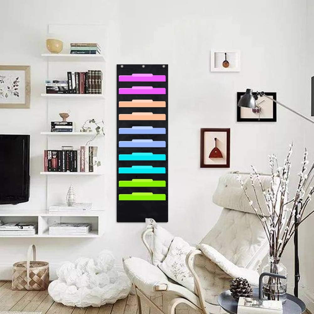 CoreLiving Classroom Pocket Chart Wall File Organizer with 10 Pockets, Hanging Wall Organizer with Over Door Hangers for Folders, School Mai - Image 5