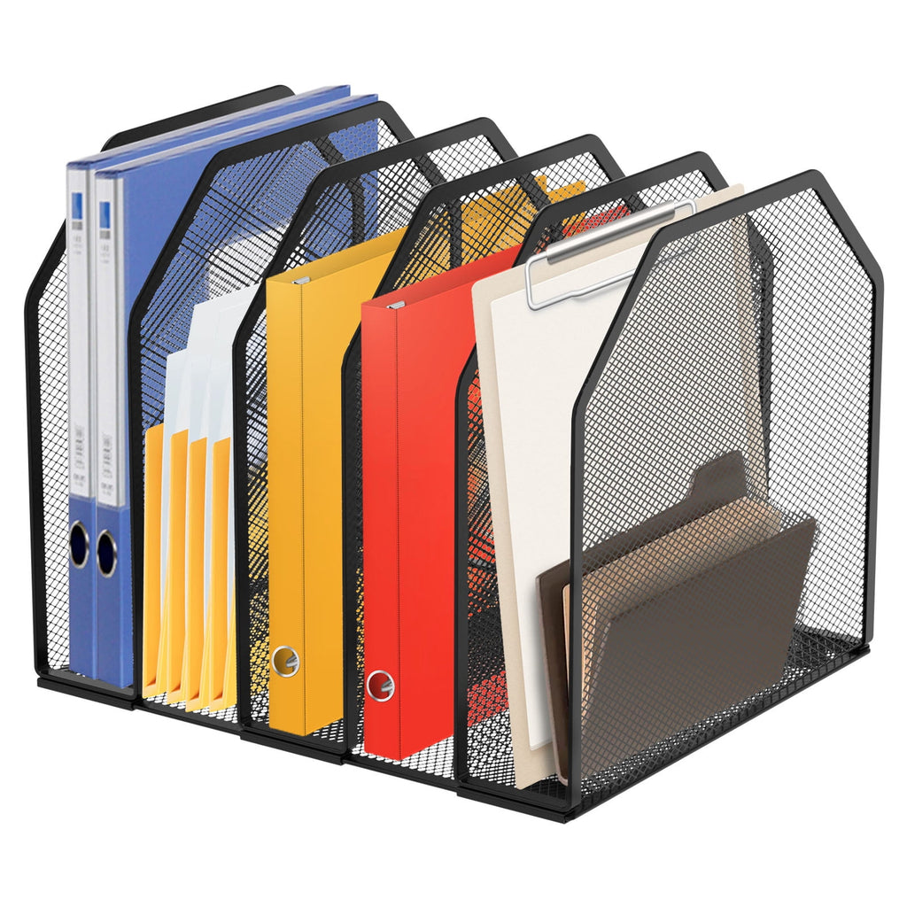 5/7 Metal Vertical Desktop Organizer Sturdy Desk File Organizer Adjustable Mesh File Folder Stand Sorter for Home - Image 3