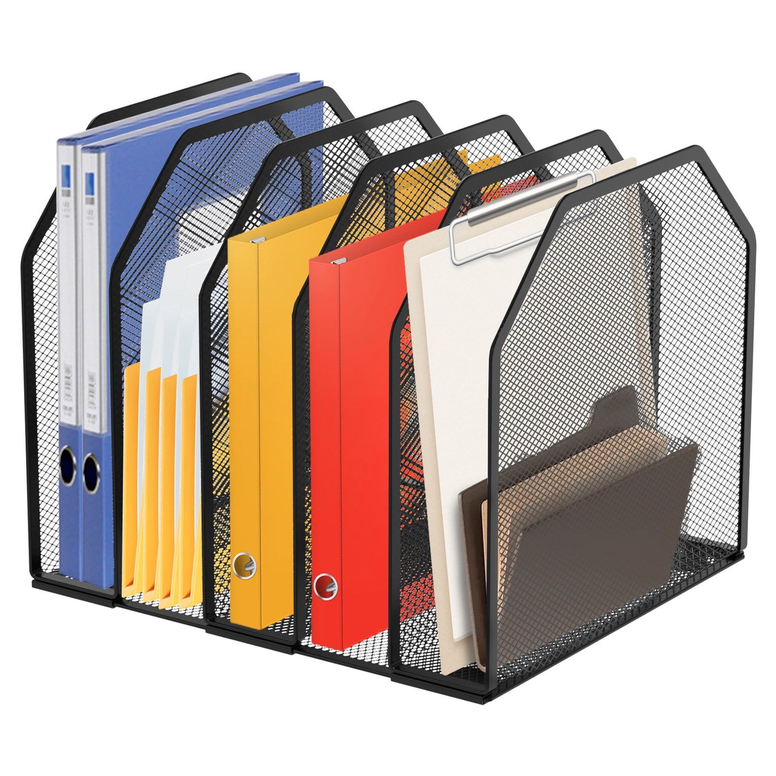 5/7 Metal Vertical Desktop Organizer Sturdy Desk File Organizer Adjustable Mesh File Folder Stand Sorter for Home - Image 3