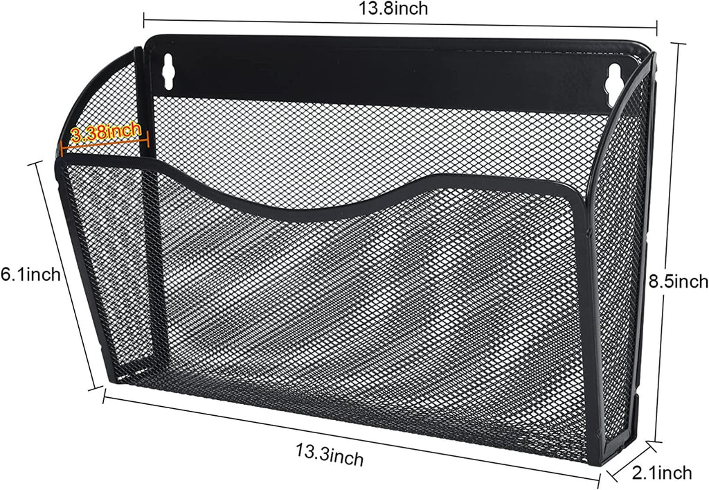 Wall Folder File Letter Pocket Holder (3 Pack) Metal Mesh Desk Hanging Basket Box Bin Mail A4 Size Paper Document Org... - Image 2