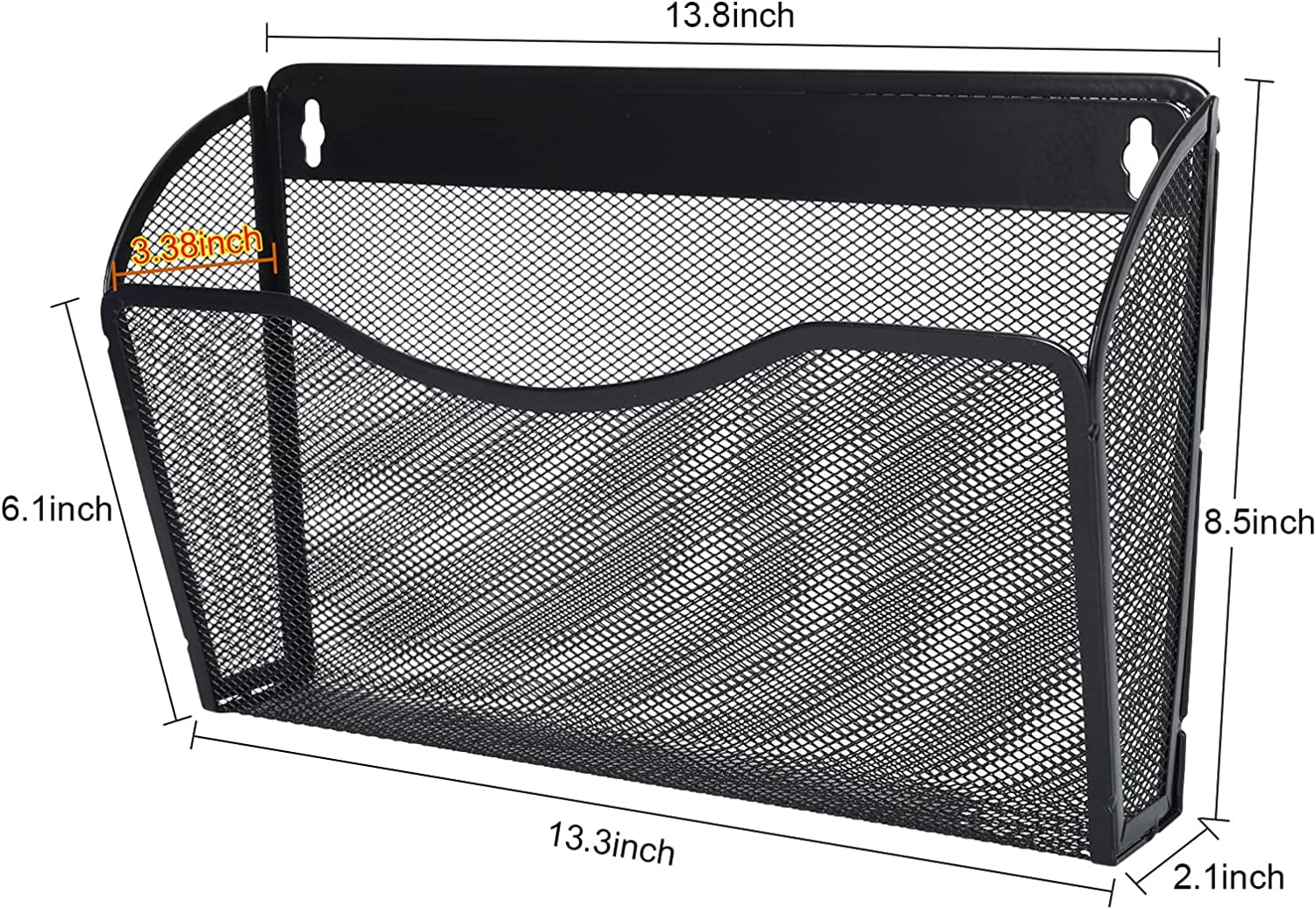 Wall Folder File Letter Pocket Holder (3 Pack) Metal Mesh Desk Hanging Basket Box Bin Mail A4 Size Paper Document Org... - Image 2