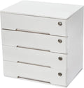 4 Drawers Wood Storage Box, Flat File Cabinet, Storage Cabinet Organizer with Lockable Drawers, Office Supplies File ...