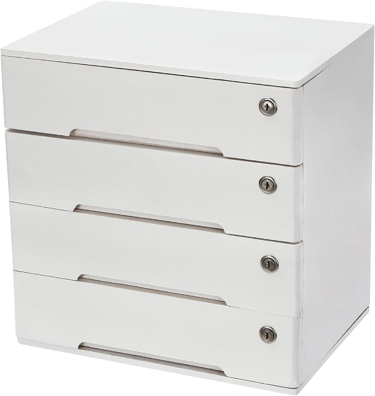 4 Drawers Wood Storage Box, Flat File Cabinet, Storage Cabinet Organizer with Lockable Drawers, Office Supplies File ...
