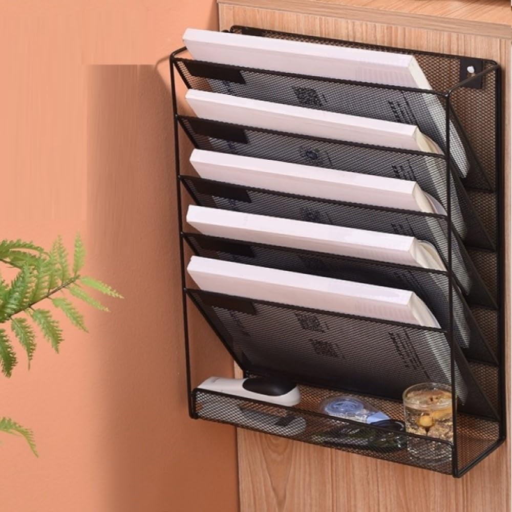 Aertyole 6-Tier Wall File Organizer Hanging File Organizer Cubicle Organizer Wall File Holder for Office Home, Black - Image 5