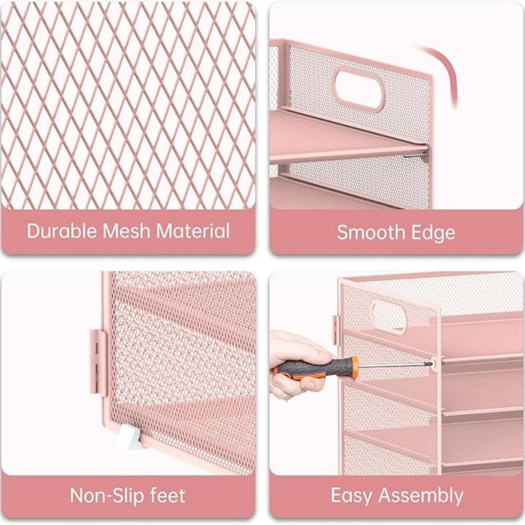 7 Tier Paper Organizer, Mesh Desktop File Holder with Handles for Office - Image 3