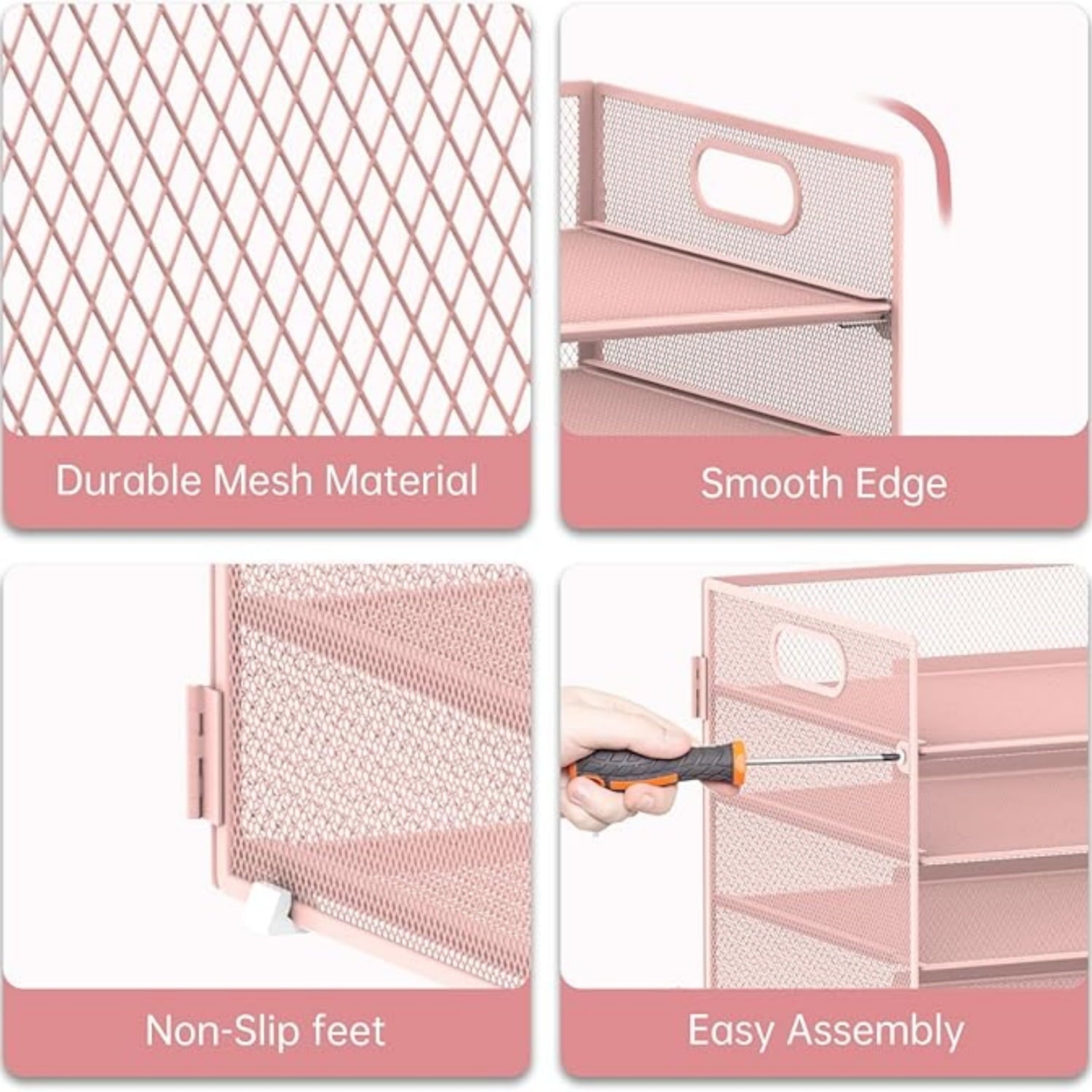 7 Tier Paper Organizer, Mesh Desktop File Holder with Handles for Office - Image 3