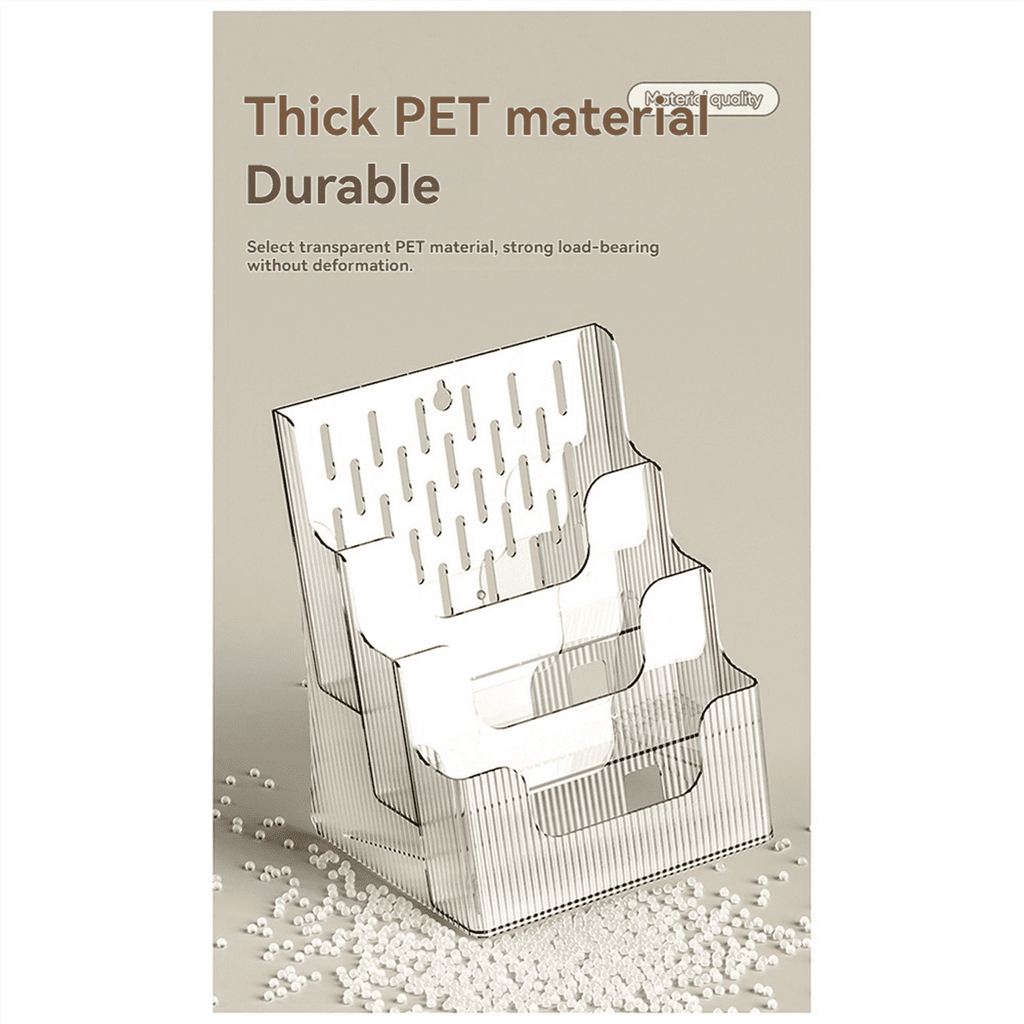 A4 File Display Clear Storage Box Office Single Layer Desktop Sorter Pocket Booklet and Brochure Holder Gray - Image 4