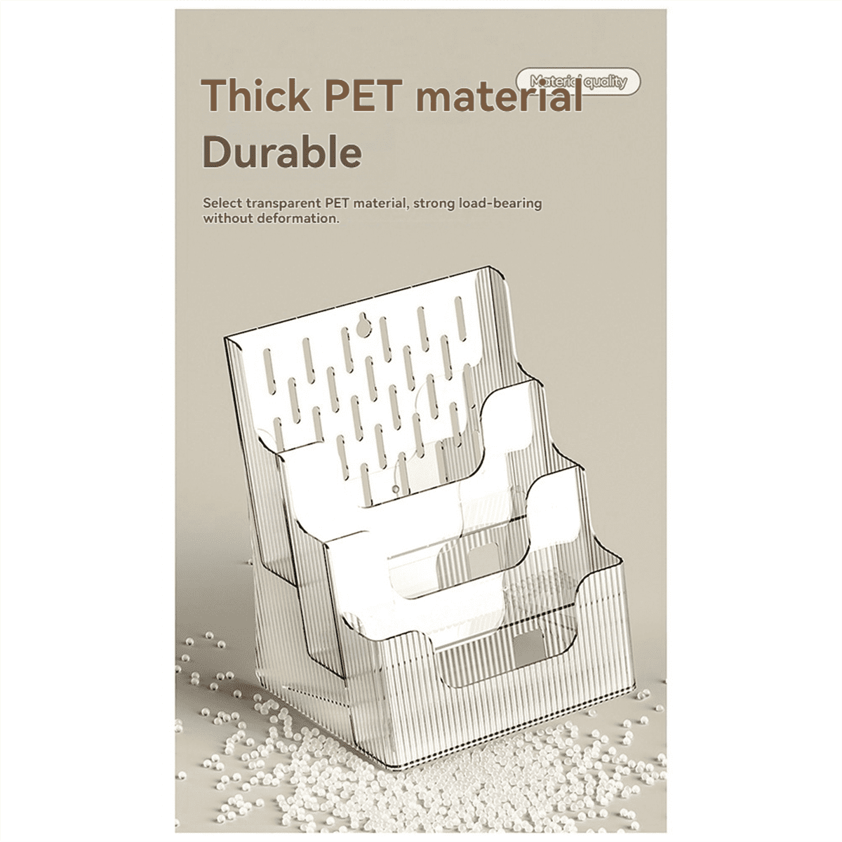 A4 File Display Clear Storage Box Office Single Layer Desktop Sorter Pocket Booklet and Brochure Holder Gray - Image 4