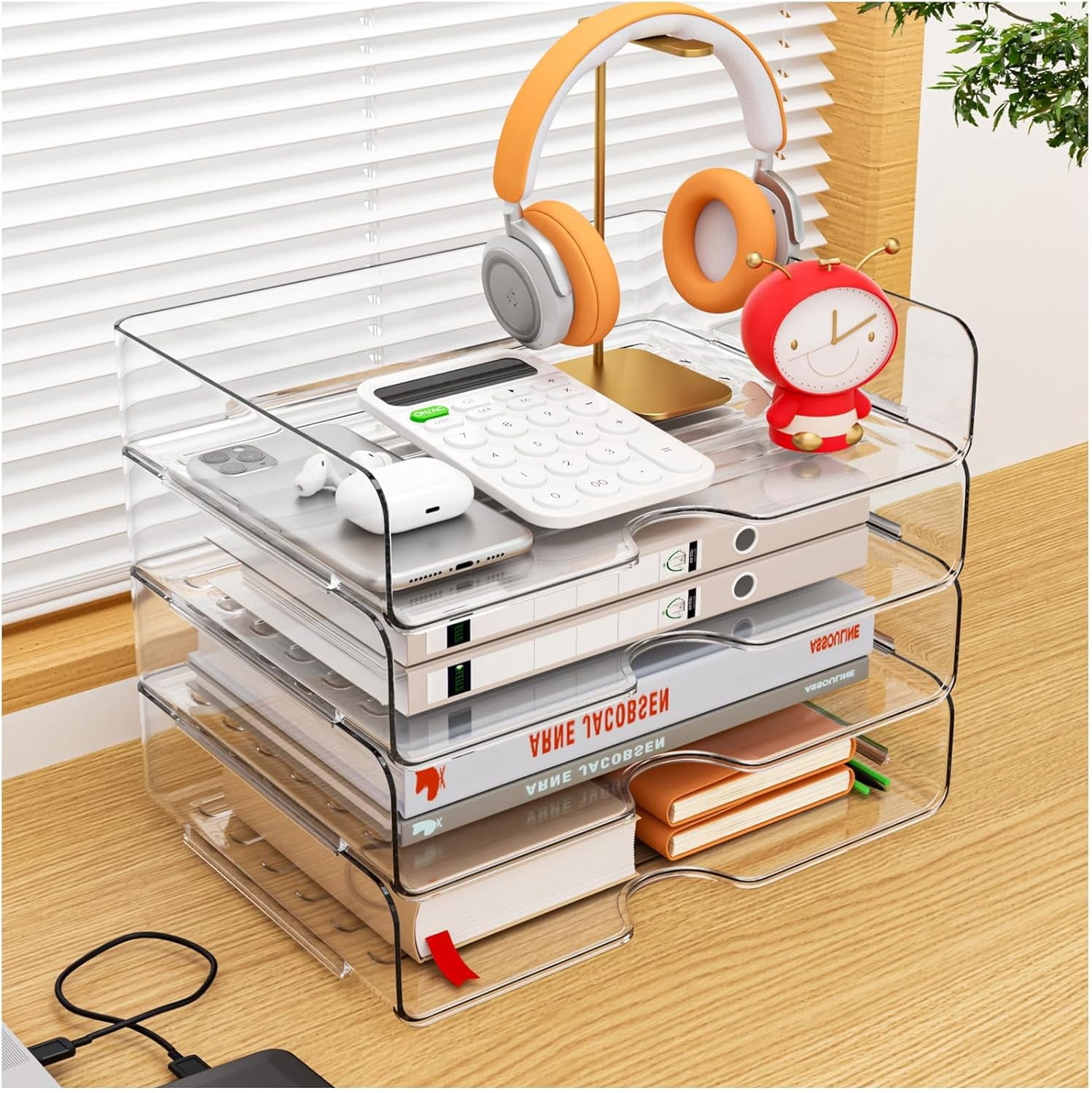 Paper Organizer Letter Tray, 4 Pack Acrylic Stackable Desk File Organizer,Clear File Organizer for Desk, Office Organizer for File Paper, Ip - Image 4