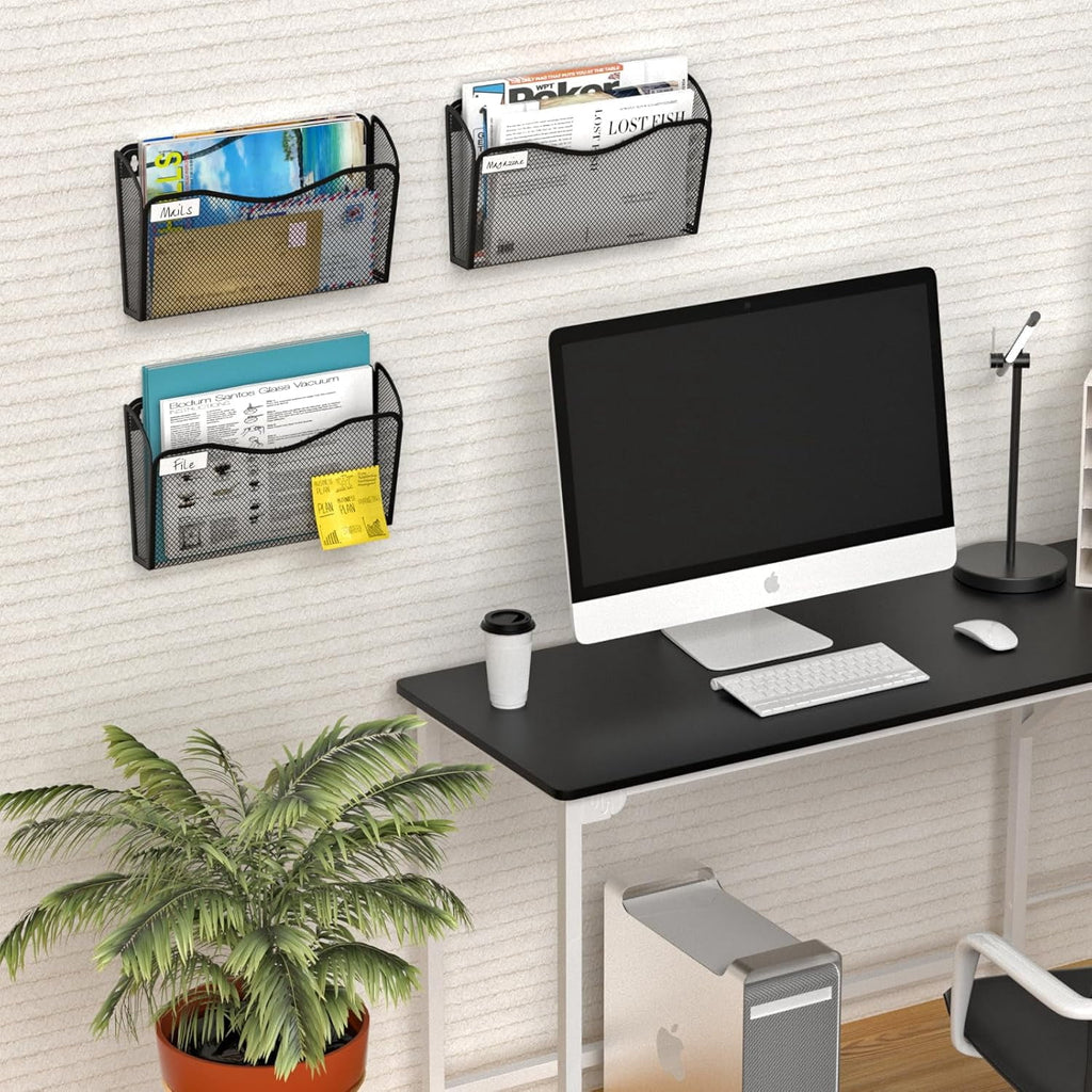Wall File Organizer, Mesh Hanging File Organizer, Home Office Organization and Storage, 6 Single Pockets Document Mag... - Image 4