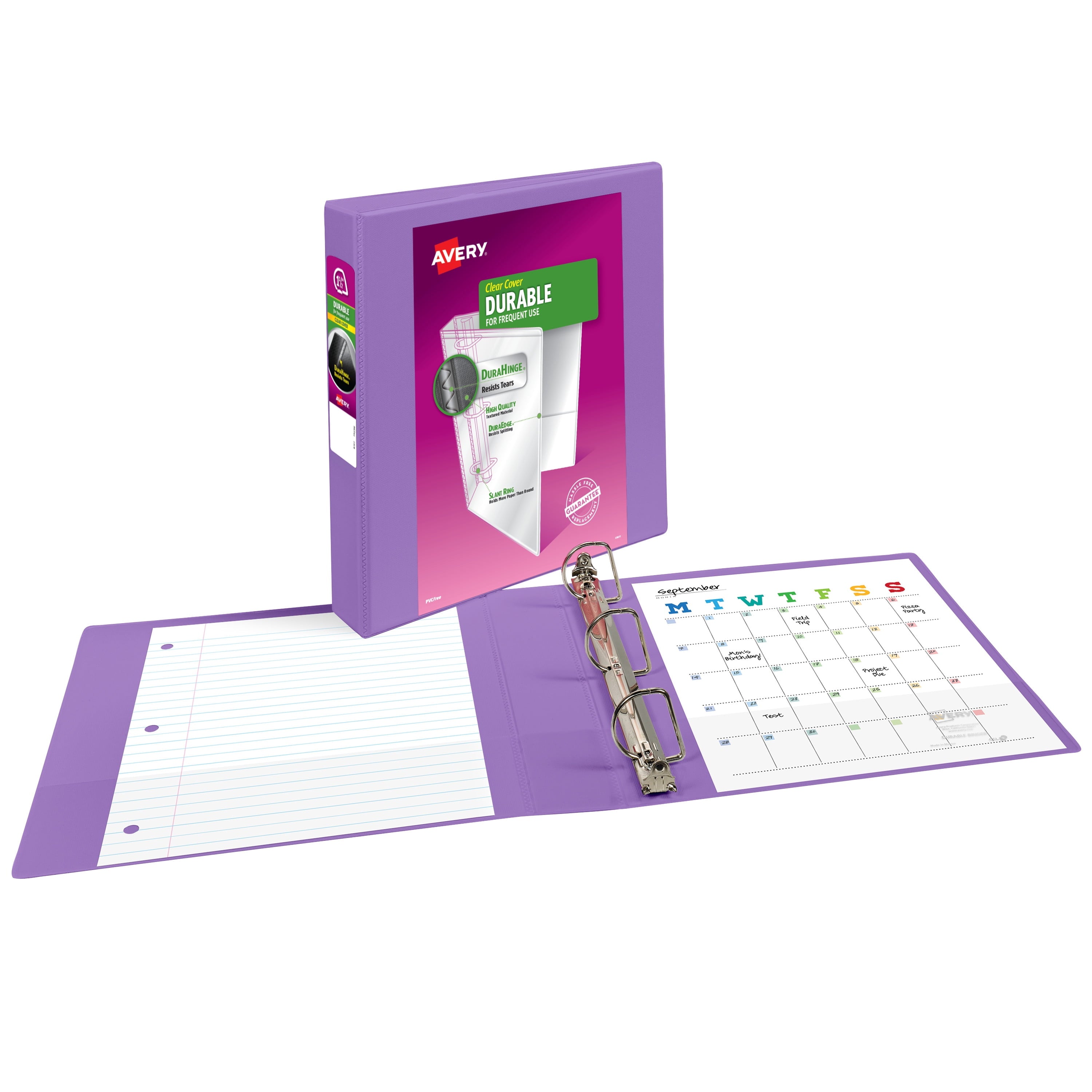 View 3 Ring Binder, 1.5 inch Rings, Lavender (17084) - Image 2