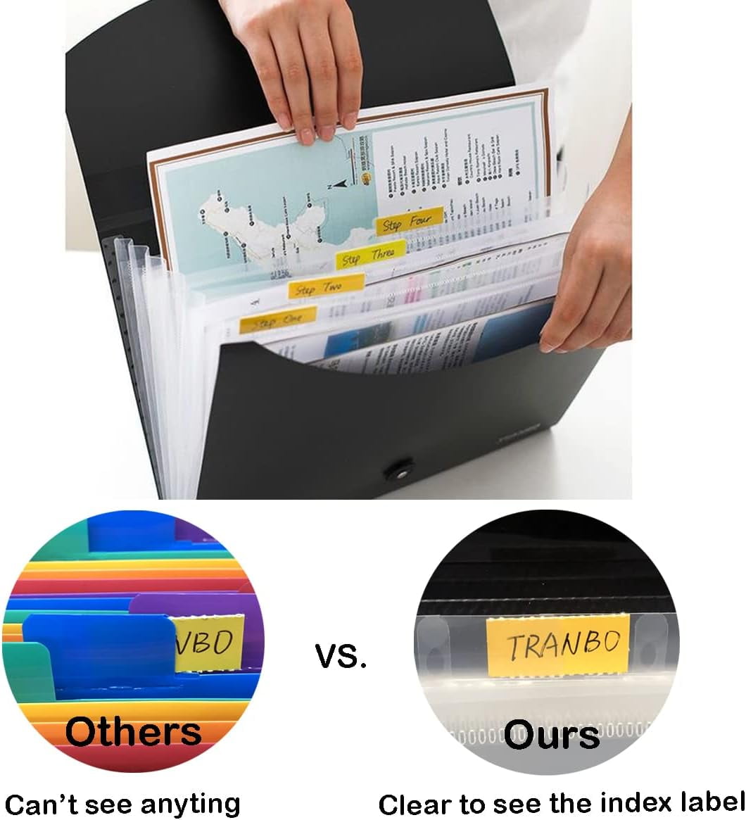 7 Pockets Accordion File Organizer (Pack of 4), Letter Size/A4 Expanding File Folder with Index Tabs, Expandable Plas... - Image 5