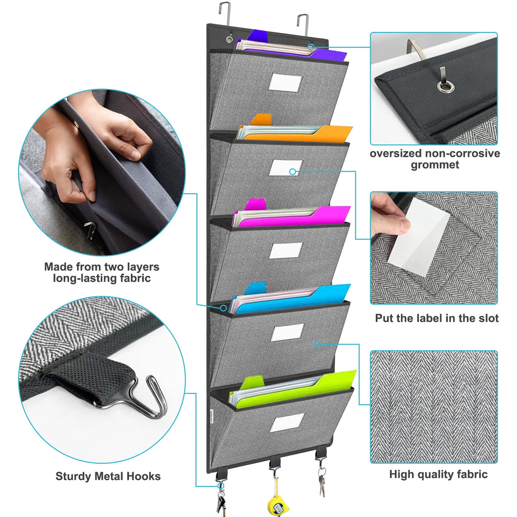 the Door File Organizer, Hanging File Folders, Wall Organizers and Storage for Mail, Magazine, Notebooks, Planners, O... - Image 2