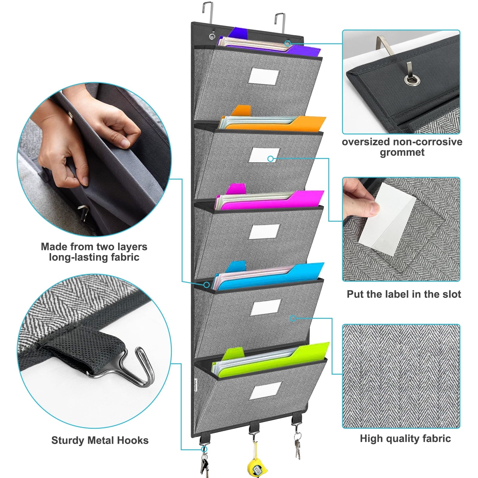 the Door File Organizer, Hanging File Folders, Wall Organizers and Storage for Mail, Magazine, Notebooks, Planners, O... - Image 2