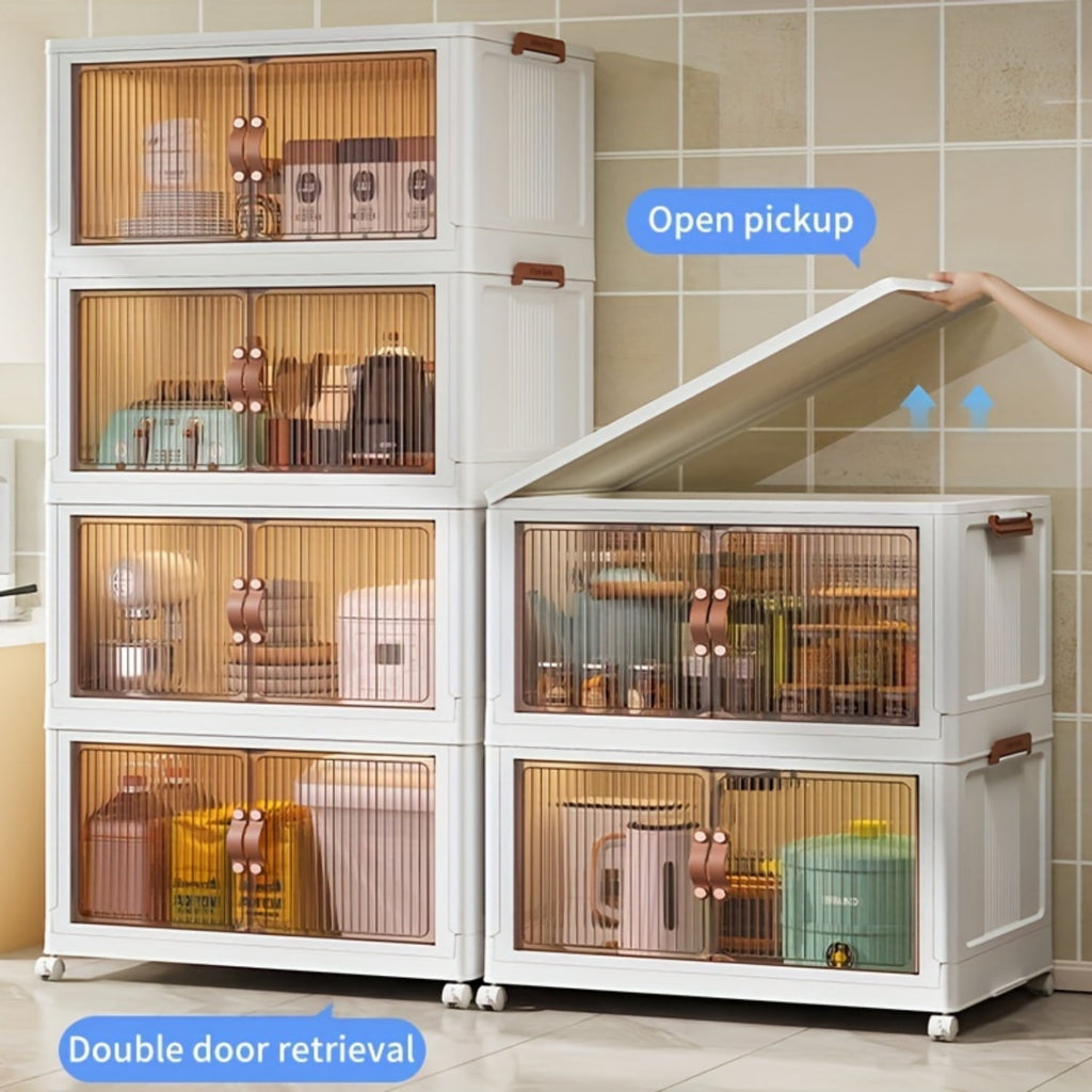 5-layer folding storage box, magnetic cabinet door, plastic drawer storage rack suitable for bedrooms, study rooms, t... - Image 2