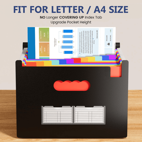 25 Pockets Expanding Folder, Portable Monthly Paper Bill Tax Receipt , Letter A4 Size Document Holder with Blank Labe... - Image 2