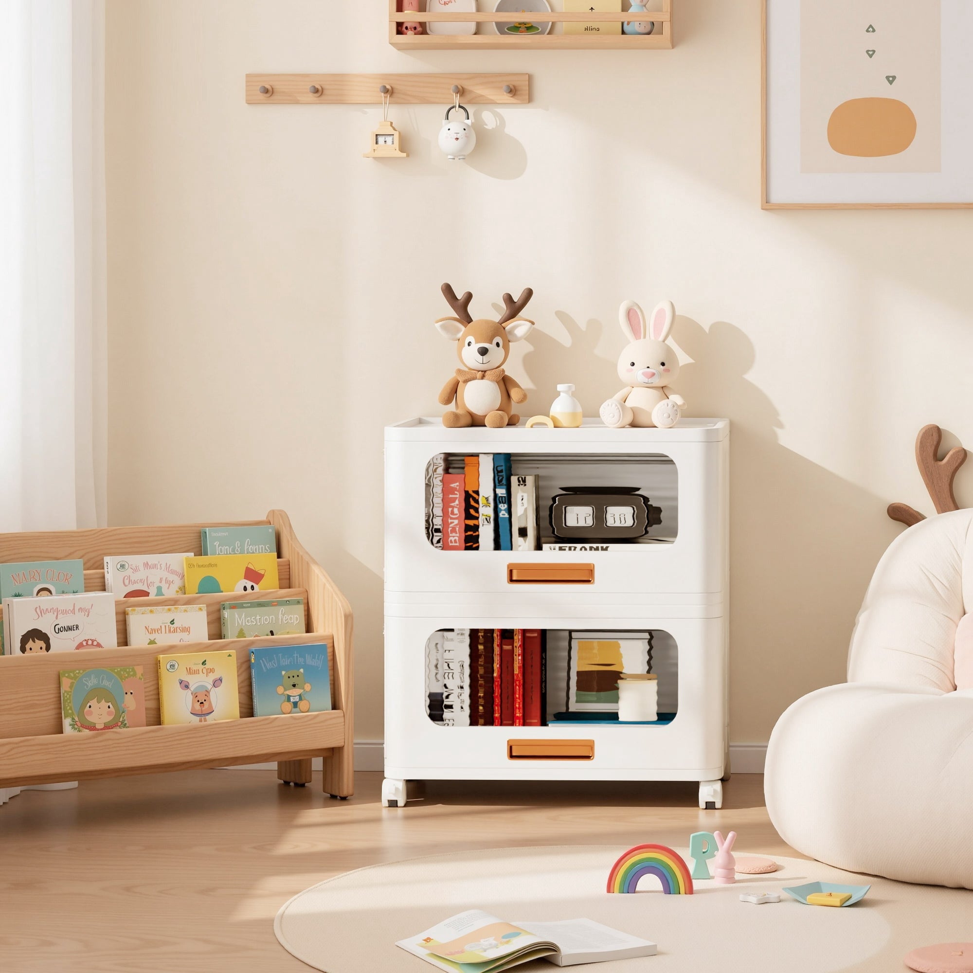 VECELO Stackable Storage Drawers Cabinet with Lids & Wheels, Folding Multi-Tier Collapsible Plastic Storage Boxes for Bedroom Living Room Ki - Image 3