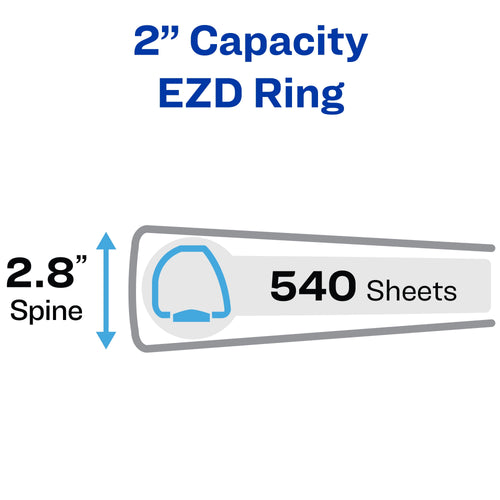 2" Heavy-Duty View Binder, One Touch Slant Rings, Black, 500 Sheets - Image 2