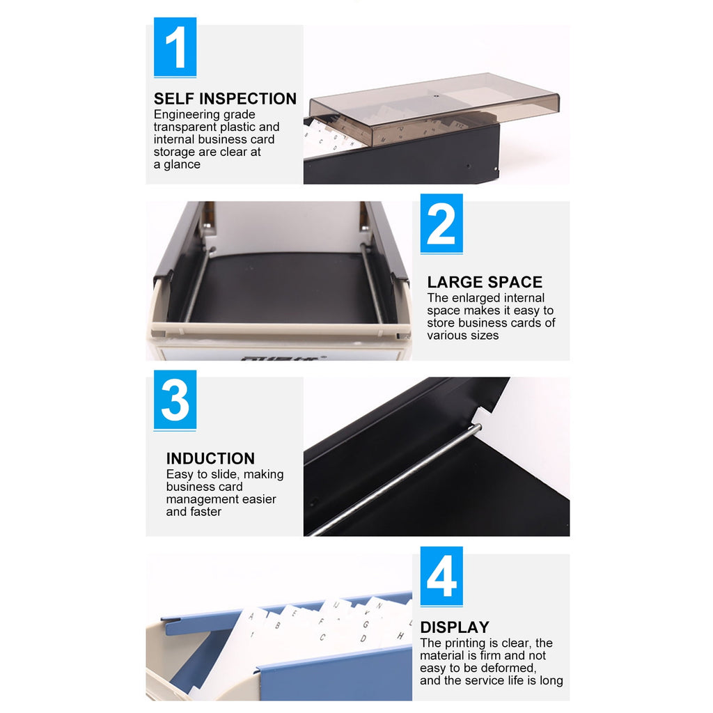 Index Card Holder Rolodex Business Card File Large Plastic Index Card Storage Box Office - Image 3