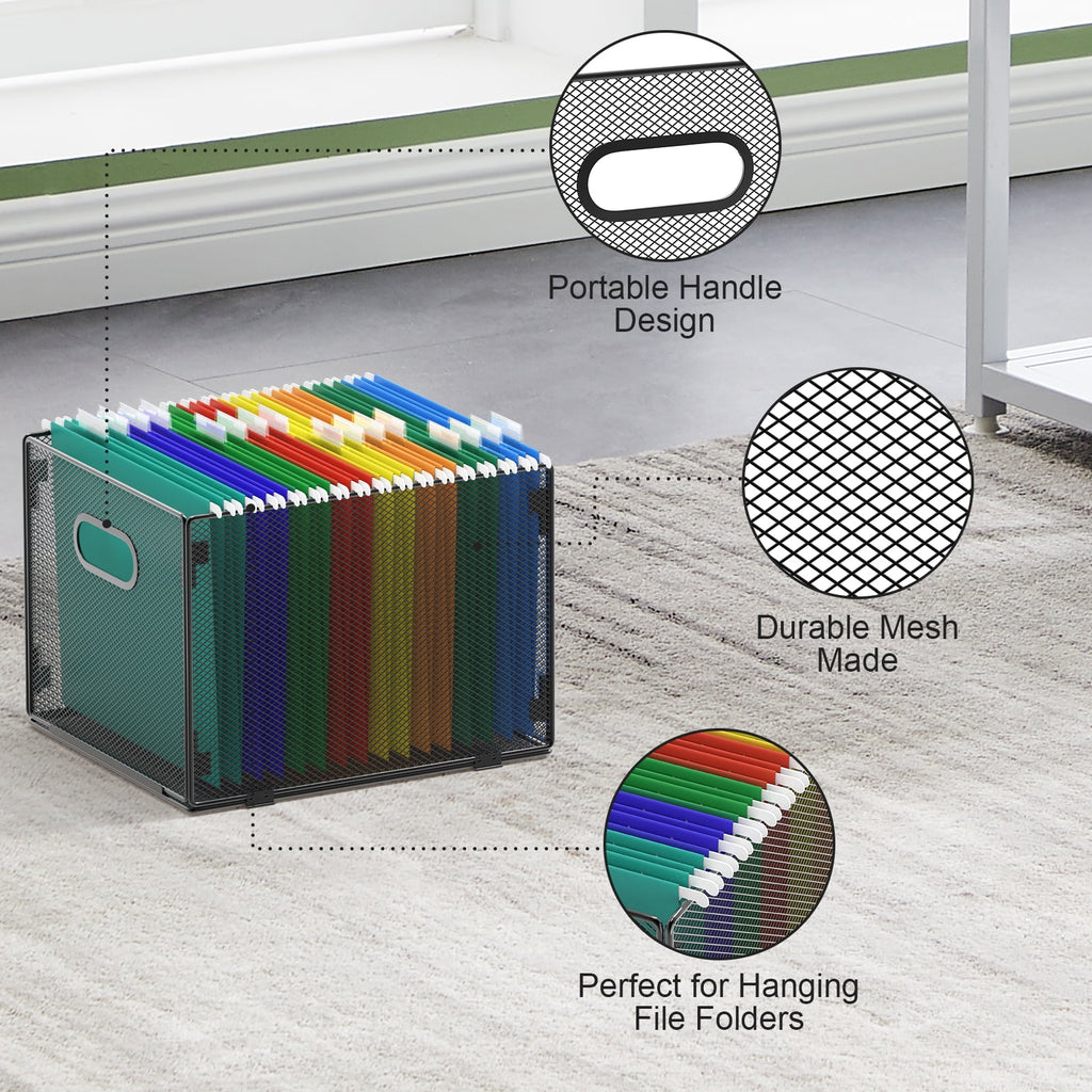 Hanging File Organizer, Mesh File Folder Organizer File Crate File Cabinet Inserts Storage Box, Letter Size - Image 3