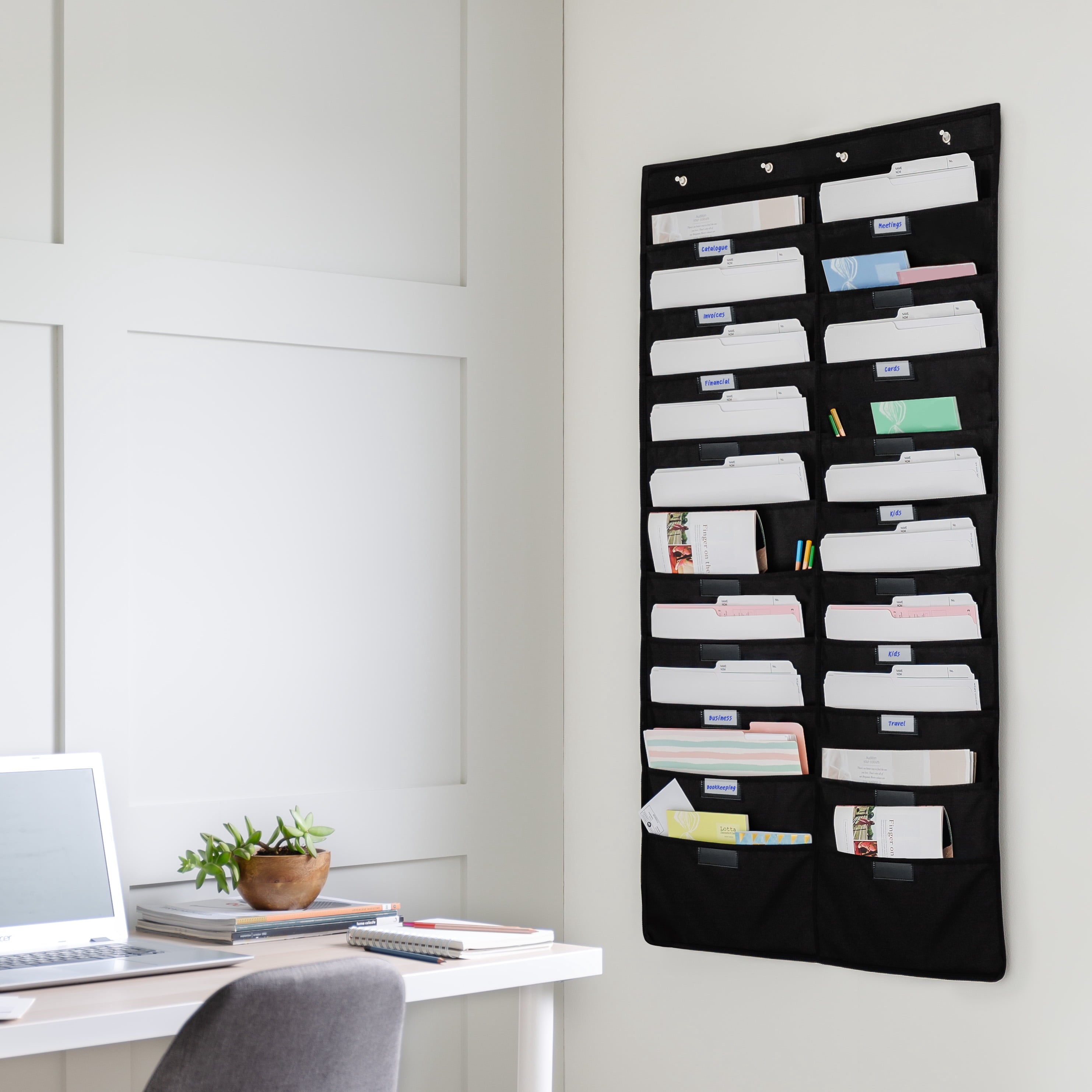 Hanging File Organizer | Black, Letter-Sized (20 Pockets - with Nametag) - Image 6