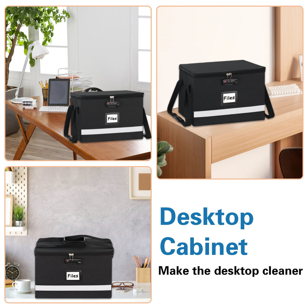 Upgraded File Box with Lock, Document File Organizer Box with Water-Resistant Zipper & Adjustable Handle, Collapsible... - Image 6