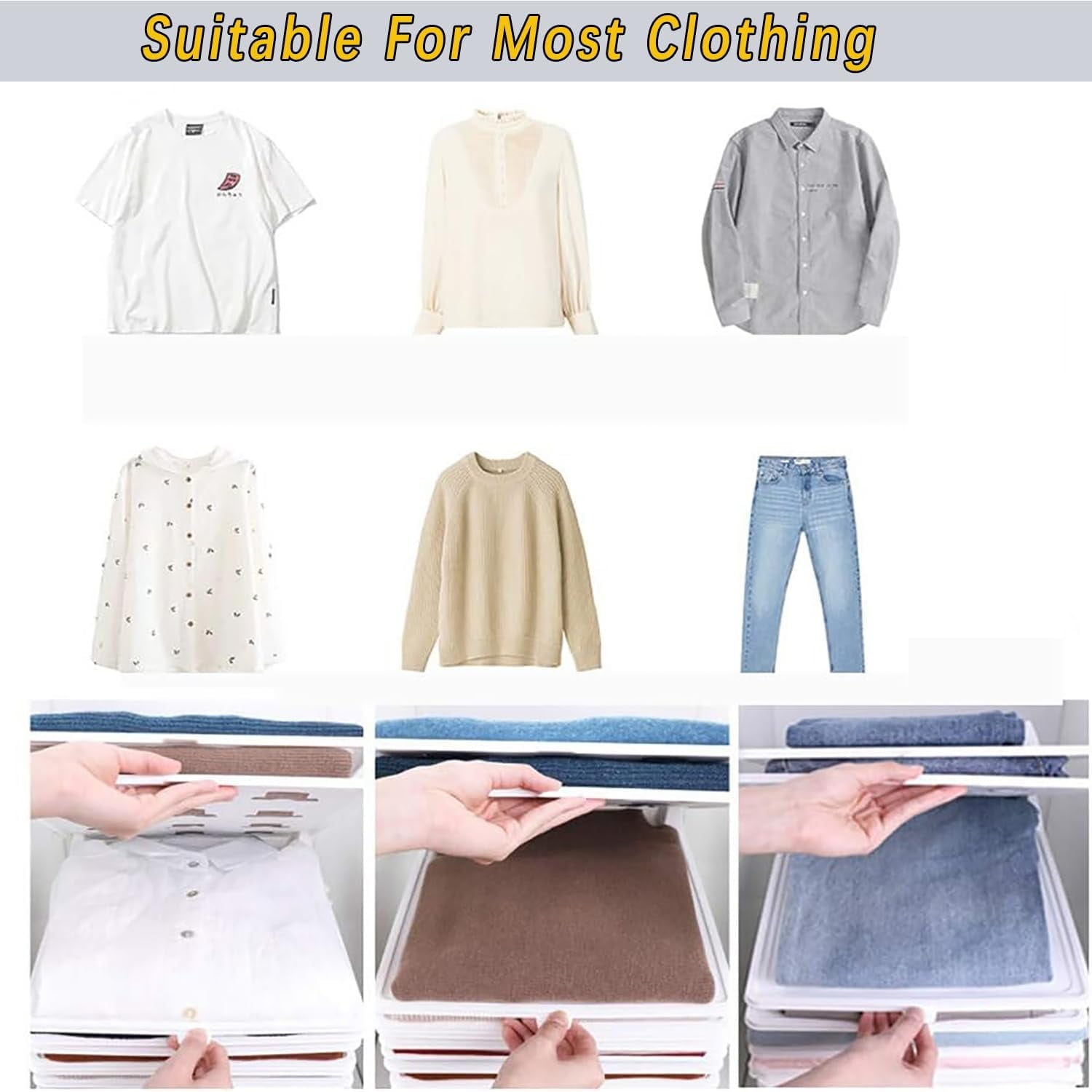 10 Pcs T Shirt Organizer Closet Organizer Stackable Durable Clothing Trays - Shirt Receipt Board Shirt Dividers File ... - Image 4